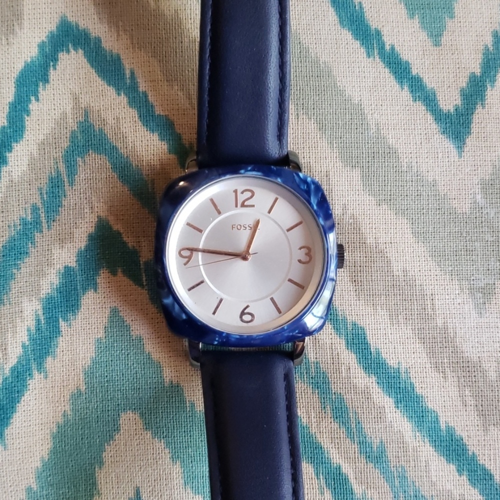 Blakely Three-Hand Blue Leather Watch